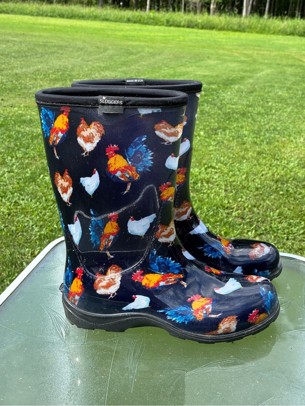 Sloggers Rain Boots Chickens Rooster and Hen Print Women's 7